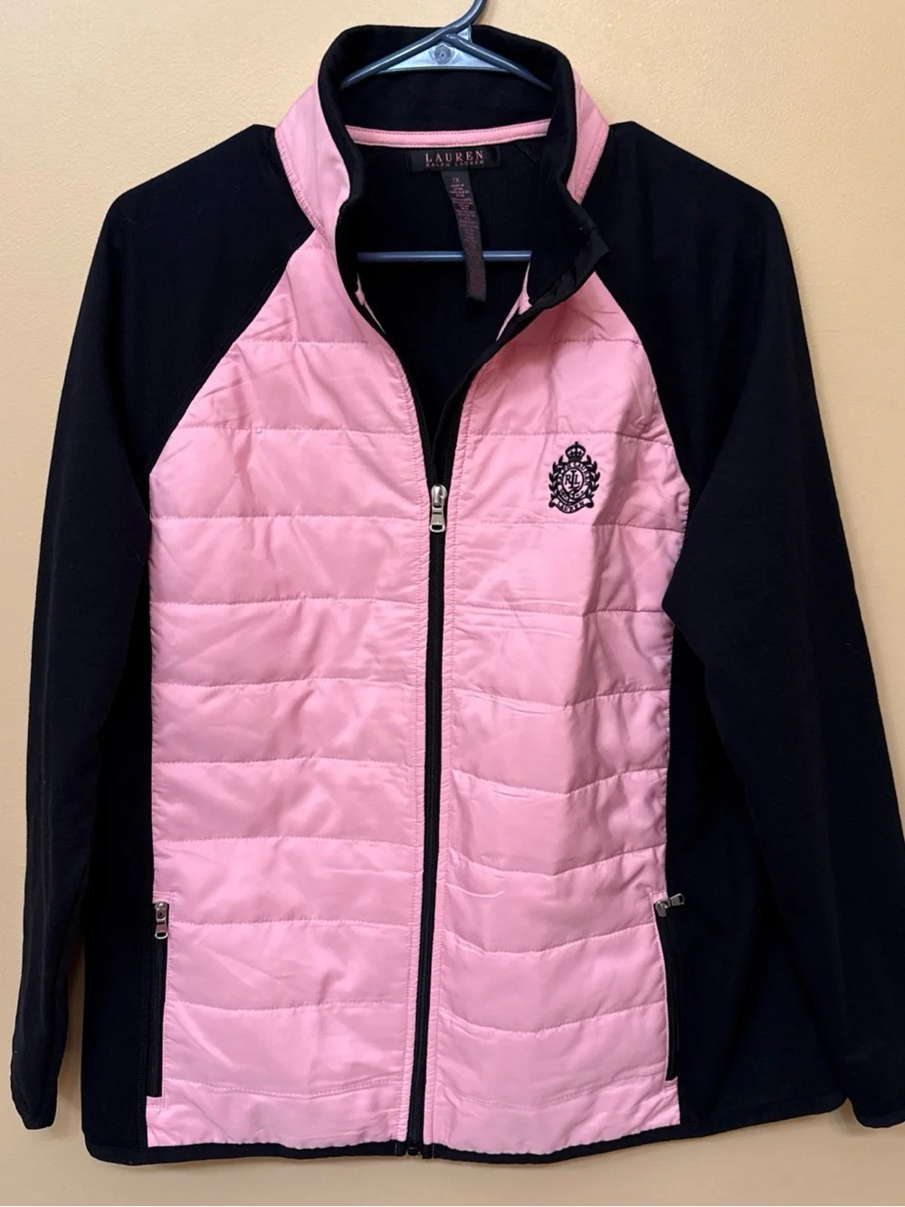 Lauren Ralph Lauren Pink and Black Quilted Puffer Jacket - Picture 2 of 7